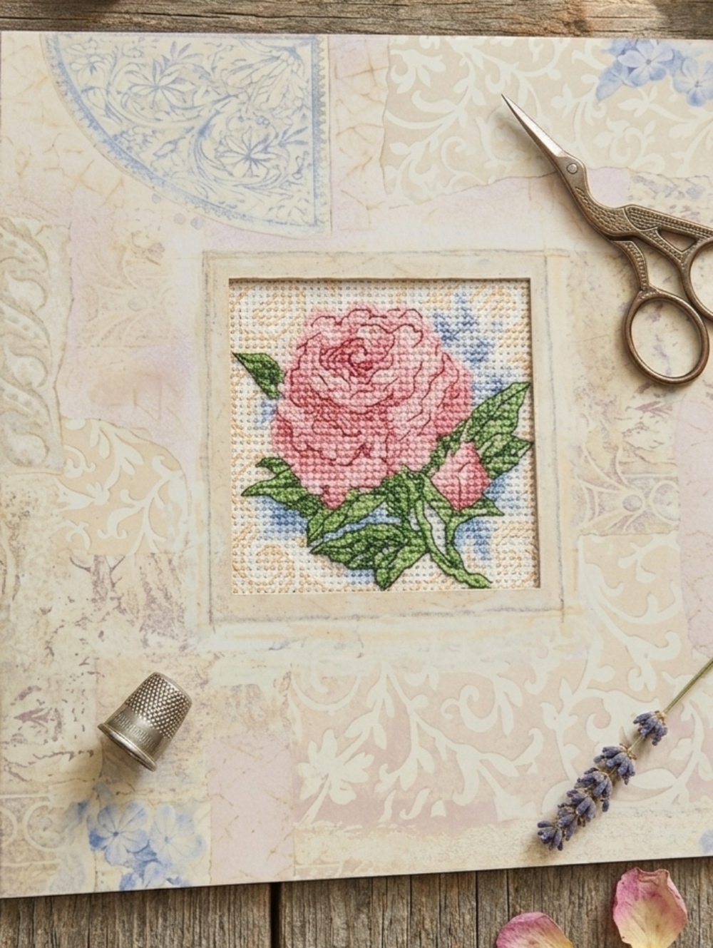 Dimensions Daydreams Rose Blossom Counted Cross Stitch Kit Vintage Cottagecore